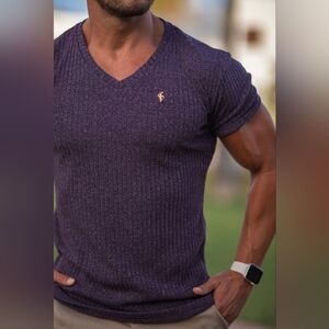 Father Sons Purple Short Sleeve V-neck Tee